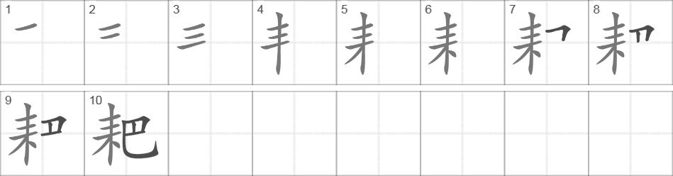 Написание иероглифа 耙