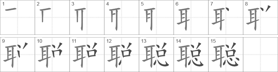 Написание иероглифа 聪