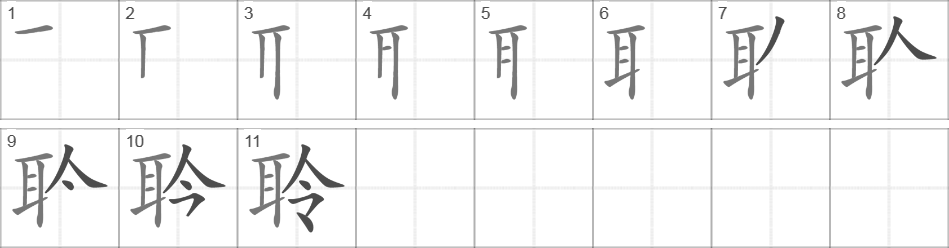 Написание иероглифа 聆