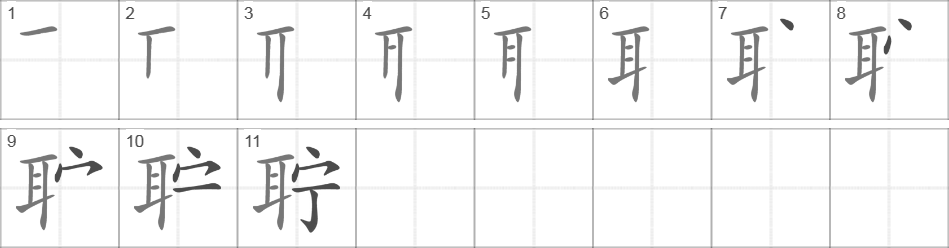 Написание иероглифа 聍