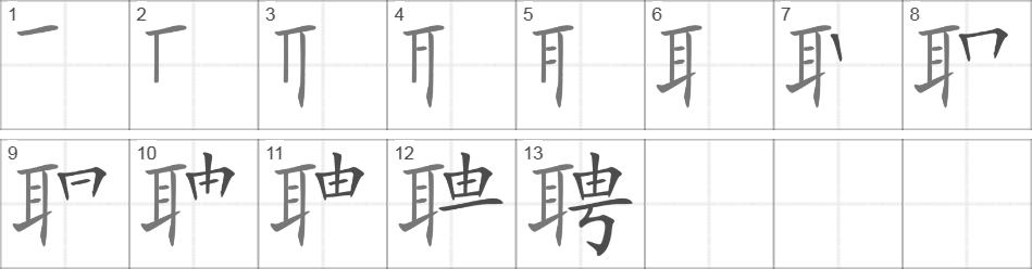 Написание иероглифа 聘