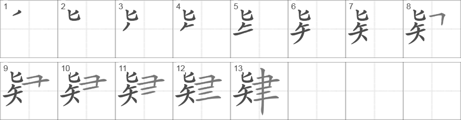 Написание иероглифа 肄