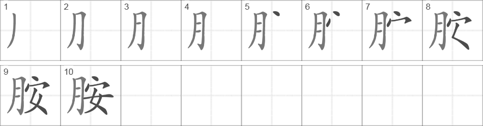 Написание иероглифа 胺