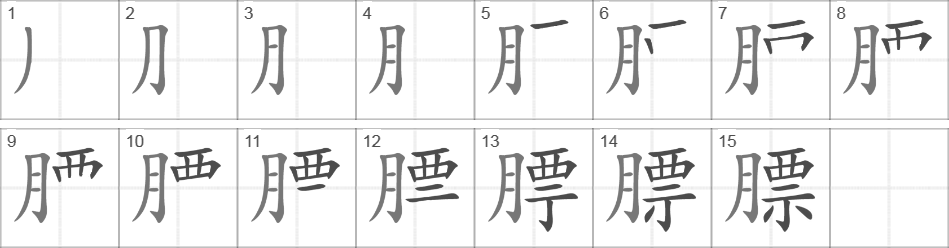 Написание иероглифа 膘