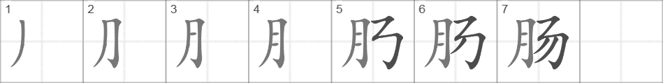 Написание иероглифа 肠