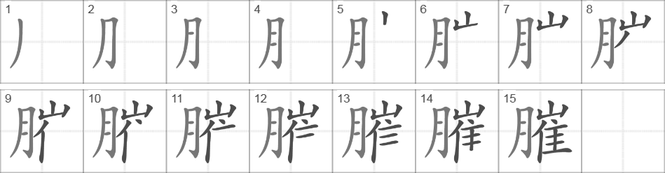 Написание иероглифа 膗