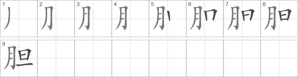 Написание иероглифа 胆