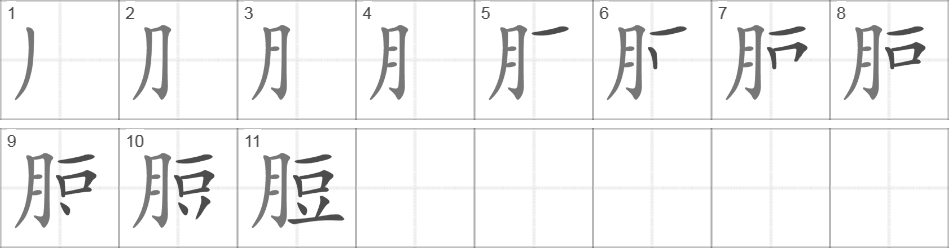 Написание иероглифа 脰