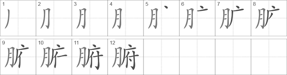 Написание иероглифа 腑