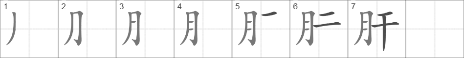 Написание иероглифа 肝