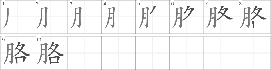 Написание иероглифа 胳