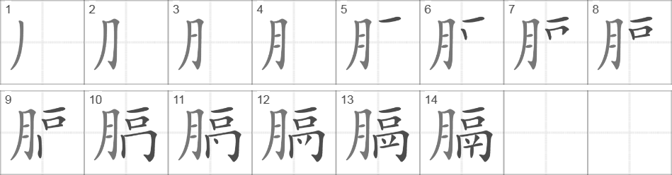 Написание иероглифа 膈