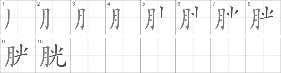 Написание иероглифа 胱