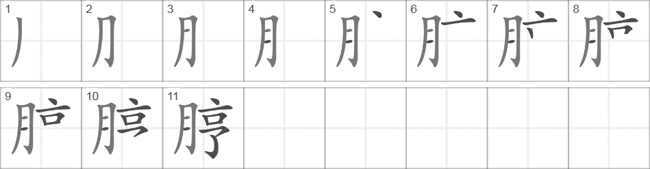 Написание иероглифа 脝