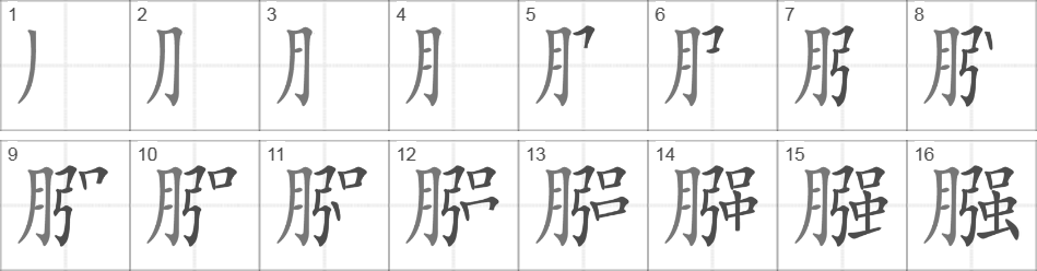 Написание иероглифа 膙