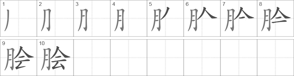 Написание иероглифа 脍