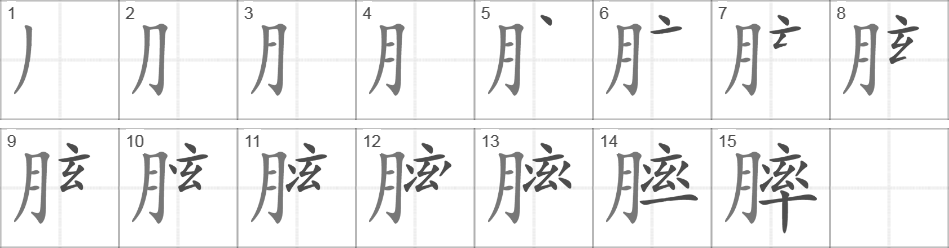 Написание иероглифа 膟