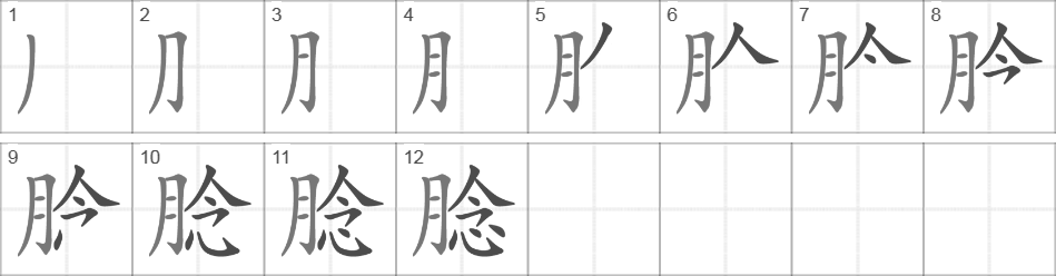 Написание иероглифа 腍