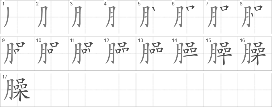 Написание иероглифа 臊