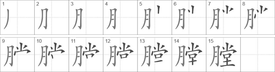 Написание иероглифа 膛