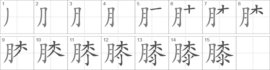 Написание иероглифа 膝