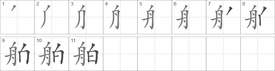 Написание иероглифа 舶