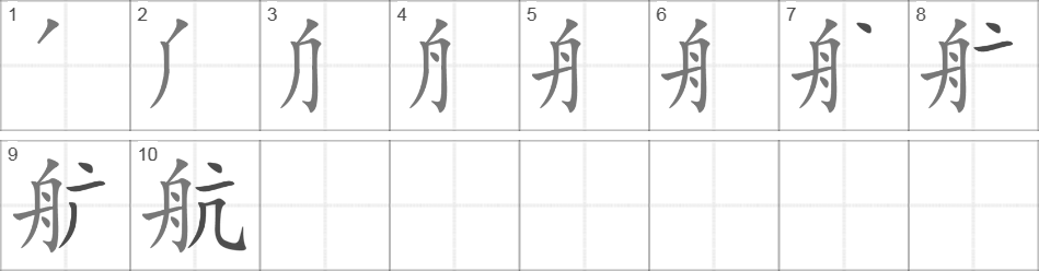 Написание иероглифа 航