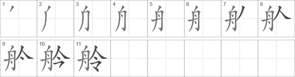 Написание иероглифа 舲