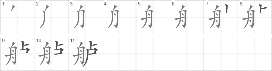 Написание иероглифа 舻