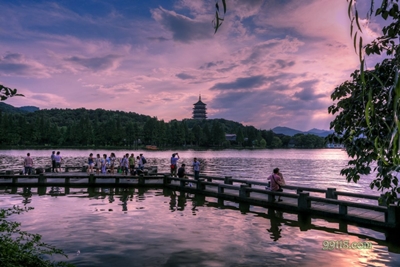 Пагода, Ханчжоу, закат