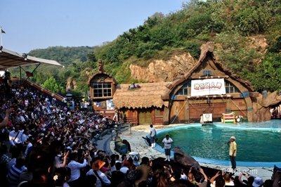 Представление с морскими животными, Океанический парк, Далянь