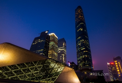 Оперный театр, вечер, Гуанчжоу