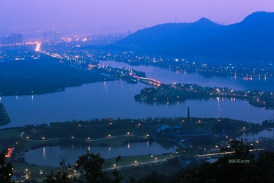 Вечер, Ханчжоу, вид сверху