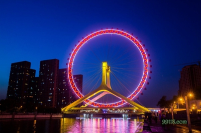 Колесо Глаз Тяньцзинь, ночь
