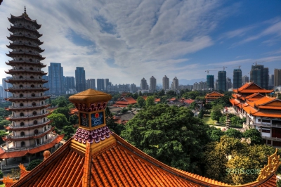 Вид сверху, монастырь Сичаньсы, Фучжоу